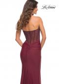 Picture of: Sweetheart Strapless Rhinestone Encrusted Gown in Dark Berry, Detail Picture 2