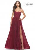 Picture of: A-line Tulle Gown with Floral Embroidery and Pockets in Dark Berry, Style: 31135, Detail Picture 2