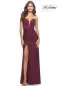 Picture of: Long Dress with Jersey Skirt and Lace Illusion Bodice in Dark Berry, Style: 31182, Detail Picture 2