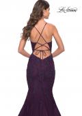 Picture of: Beautiful Mermaid Lace Applique Gown with Open Back in Dark Berry, Style: 31316, Detail Picture 2