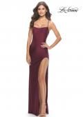 Picture of: Rhinestone Jersey Dress with Strappy Back and High Slit in Dark Berry, Style: 31398, Detail Picture 2