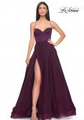 Picture of: Tulle A-Line Gown with Satin Bustier Top in Dark Berry, Style: 32065, Detail Picture 2