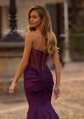Picture of: Mermaid Stretch Mikado Evening Dress with Illusion Back in Dark Berry, Style 32791, Detail Picture 2
