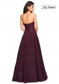 Picture of: A Line Lace Strapless Ball Gown in Burgundy, Style: 27284, Detail Picture 3