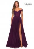 Picture of: Off The Shoulder Tulle Prom Dress with Sheer Bodice in Burgundy, Style: 28462, Detail Picture 3