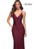 Picture of: Long Jersey Gown with Rhinestones Throughout in Dark Berry, Style 29935, Detail Picture 3