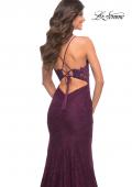 Picture of: Lace Gown with Sheer Lace Applique Side Panels in Purple, Style: 30537, Detail Picture 3