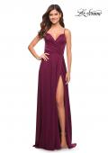 Picture of: Elegant Criss-Cross Ruched Bodice Jersey Dress in Dark Berry, Style: 30571, Detail Picture 3