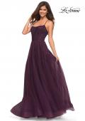 Picture of: Rhinestone and Tulle Gown with A-line Skirt in Dark Berry, Detail Picture 3