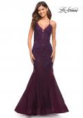 Picture of: Mermaid Tulle and Lace Jeweled Prom Dress in Dark Berry, Style: 30584, Detail Picture 3