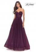 Picture of: Illusion Bodice A-line Gown with Boning and Defined Cups in Dark Berry, Style: 31205, Detail Picture 3