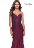 Picture of: Rhinestone Jersey Mermaid Gown with Open Back in Dark Berry, Style: 31220, Detail Picture 3
