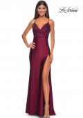 Picture of: Drape Neckline Jeweled Jersey Prom Dress with High Slit in Dark Berry, Style: 31221, Detail Picture 3