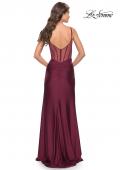 Picture of: Illusion Bodice Dress with Boning and Twist Detail in Dark Berry, Style: 31229, Detail Picture 3