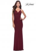 Picture of: Long Net Jersey Dress with Illusion Waist in Dark Berry, Style: 31585, Detail Picture 3