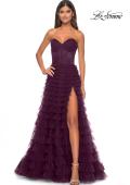 Picture of: A-Line Ruffle Tulle Prom Dress with Sweetheart Top in Dark Berry, Style: 32283, Detail Picture 3