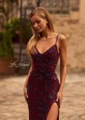 Picture of: Beautiful Beaded Evening Gown with V Neckline and Open Back in Dark Berry, Style 33054, Detail Picture 3