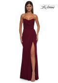 Picture of: Chic Strapless Net Jersey Evening Dress with Slit in Dark Berry, Style: 33116, Detail Picture 3