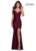 Picture of: Form Fitting Prom Dress with Ruched Bow Bodice in Burgundy, Style: 28536, Detail Picture 4