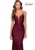 Picture of: Long Prom Dress with Knotted Detail and Lace Up Back in Burgundy, Style: 28574, Detail Picture 4