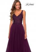 Picture of: Pretty A-line Prom Dress with Sheer Floral Bodice in Burgundy, Style: 28680, Detail Picture 4