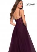 Picture of: A Line Tulle Prom Dress with Sheer Bodice in Dark Berry, Style 29076, Detail Picture 4