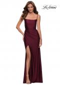 Picture of: Jersey Dress with Square Neckline and Ruching in Dark Berry, Style 29710, Detail Picture 4