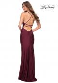 Picture of: Long Jersey Gown with Rhinestones Throughout in Dark Berry, Style 29935, Detail Picture 4