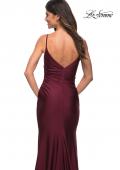 Picture of: Diagonal Ruched Jersey Gown with V Neckline in Dark Berry, Detail Picture 4