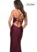 Picture of: Prom Dress Embellished with Jewels and Draped Neckline in Dark Berry, Detail Picture 4