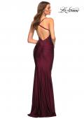 Picture of: Jewel Tone Jersey Gown with Sheer Lace Bodice in Purple, Style: 30521, Detail Picture 4