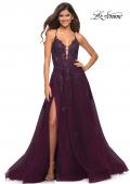 Picture of: Tulle A-line Dress with Jeweled Lace Appliques in Dark Berry, Detail Picture 4