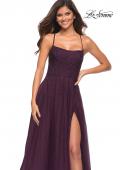 Picture of: Rhinestone and Tulle Gown with A-line Skirt in Dark Berry, Detail Picture 4
