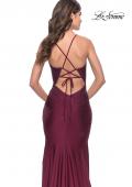 Picture of: Rhinestone Jersey Mermaid Gown with Open Back in Dark Berry, Style: 31220, Detail Picture 4