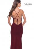 Picture of: Long Net Jersey Dress with Illusion Waist in Dark Berry, Style: 31585, Detail Picture 4