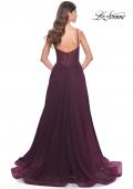 Picture of: A-Line Rhinestone Tulle Embellished Gown with Illusion Top in Dark Berry, Style: 31970, Detail Picture 4