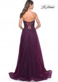 Picture of: Rhinestone Tulle A-Line Gown with Lace Bodice in Jewel Tones in Dark Berry, Style: 32253, Detail Picture 4