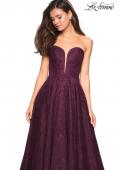 Picture of: A Line Lace Strapless Ball Gown in Burgundy, Style: 27284, Detail Picture 5