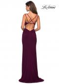 Picture of: Form Fitting Long Jersey Dress with Ruching in Burgundy, Style: 27564, Detail Picture 5