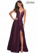 Picture of: Lace Prom Dress with Illusion Neckline and Slit in Burgundy, Style: 27612, Detail Picture 5