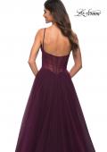 Picture of: Tulle A-line Prom Dress with Corset Sheer Bodice in Dark Berry, Detail Picture 5