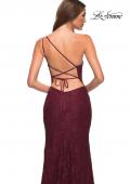 Picture of: One Shoulder Long Lace Prom Dress with Open Back in Dark Berry, Detail Picture 5
