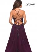 Picture of: Tulle A-line Dress with Jeweled Lace Appliques in Dark Berry, Detail Picture 5