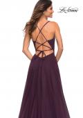 Picture of: Rhinestone and Tulle Gown with A-line Skirt in Dark Berry, Detail Picture 5