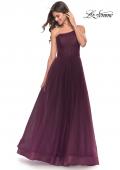 Picture of: One Shoulder A-Line Tulle Gown with Sheer Bodice in Dark Berry, Style: 31069, Detail Picture 5