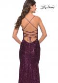 Picture of: Lace Up Back Sequin Gown with Flare Skirt in Dark Berry, Style: 31508, Detail Picture 5