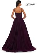 Picture of: Beautiful A-line Tulle Dress with Eyelet Neckline and Lace Top in Dark Berry, Style: 32594, Detail Picture 5