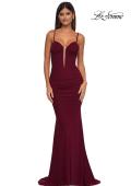 Picture of: Ruched Corset Top Prom Dress with Deep V in Dark Berry, Style: 32642, Detail Picture 5