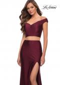 Picture of: Rhinestone Off the Shoulder Jersey Two Piece Prom Dress in Dark Berry, Style 29951, Detail Picture 6