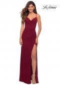 Picture of: Chic Long Net Jersey Dress with Lace Up Back in Purple, Style: 30418, Detail Picture 6
